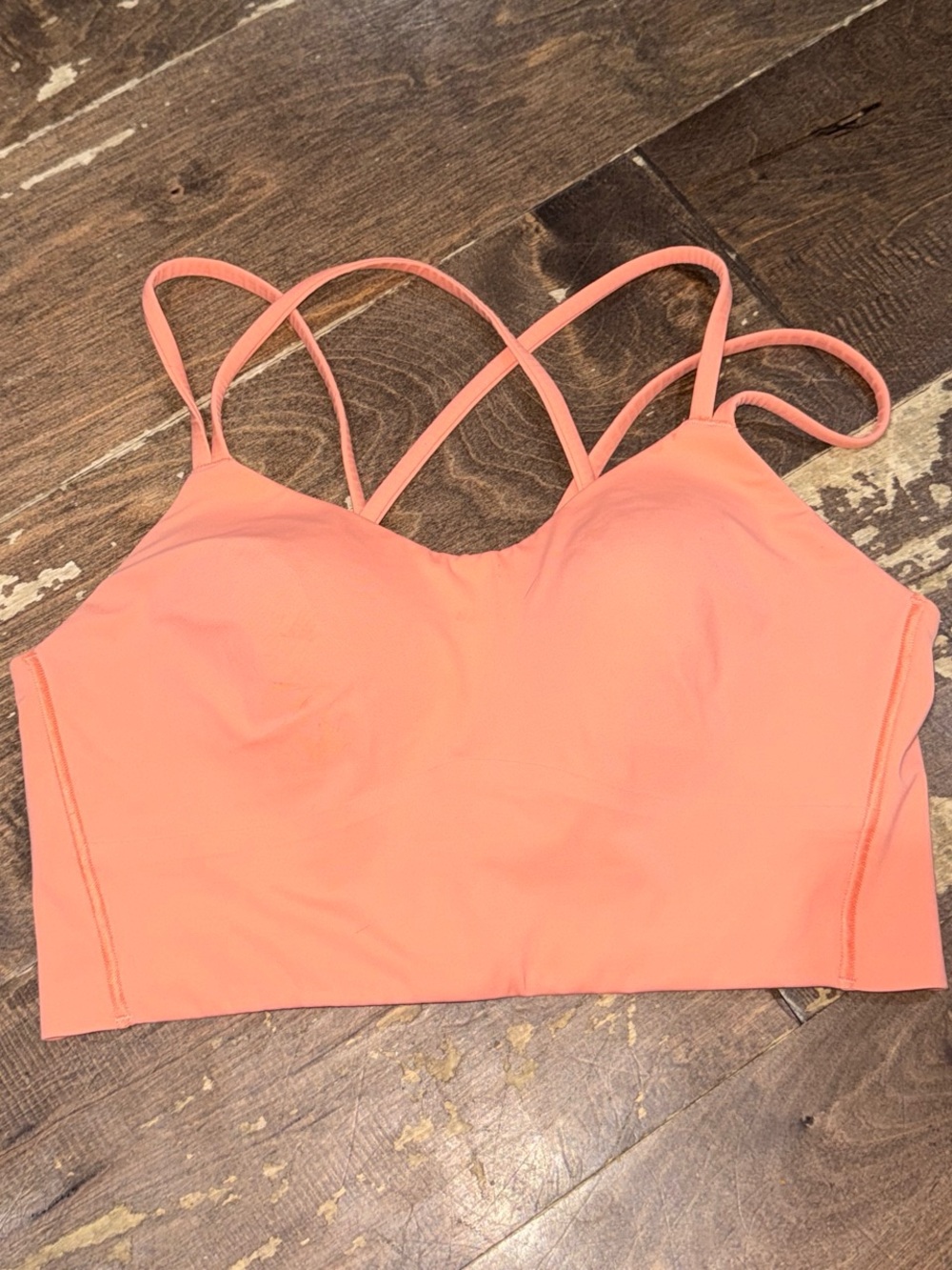 lululemon athletica Coral Pink Strappy Longline Sports Bra